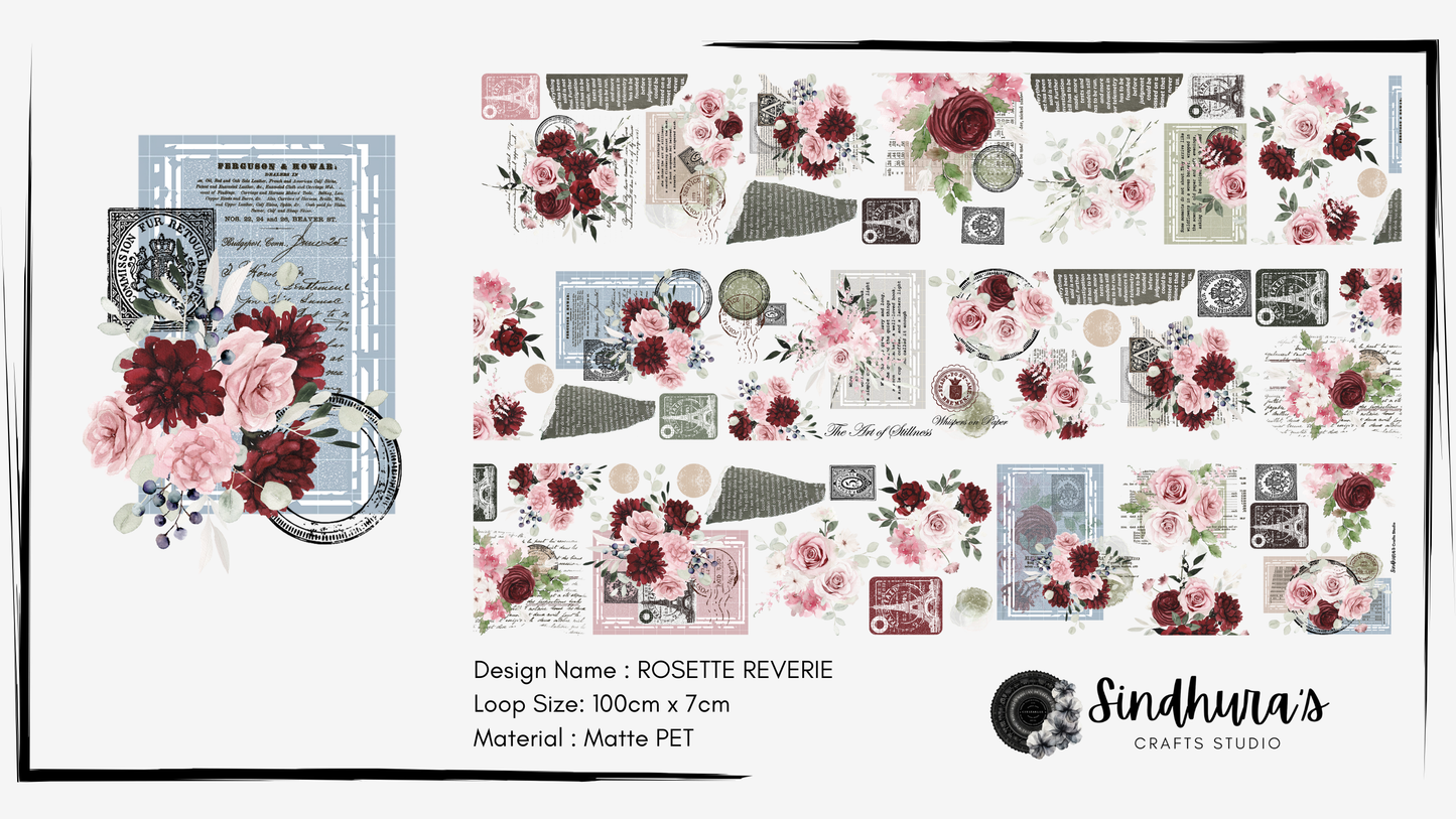 Rosette Reverie | Matt PET Tape for Scrapbook & Journaling