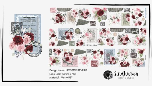 Rosette Reverie | Matt PET Tape for Scrapbook & Journaling