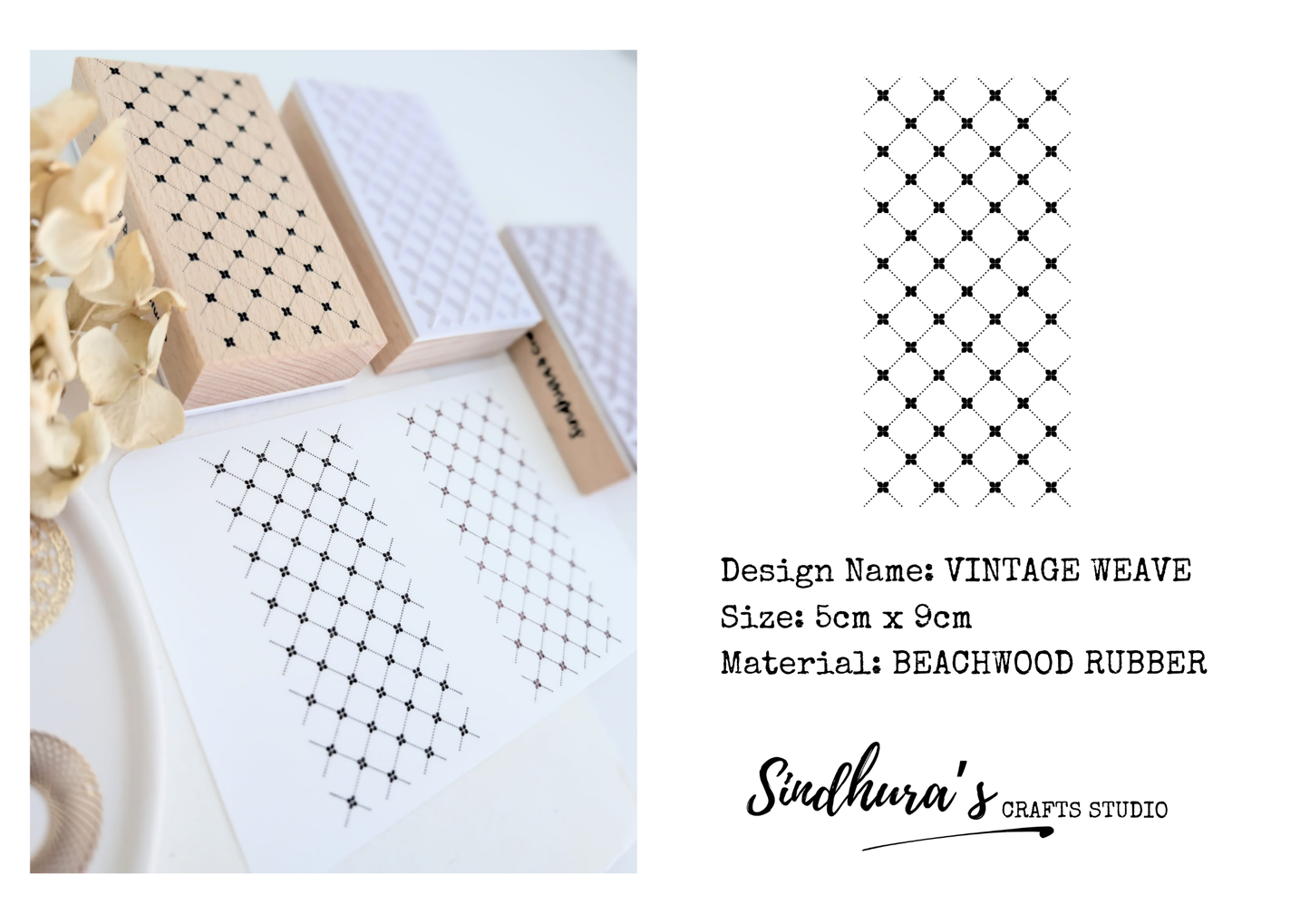 Vintage Weave | Original Pattern Wooden Rubber Stamp