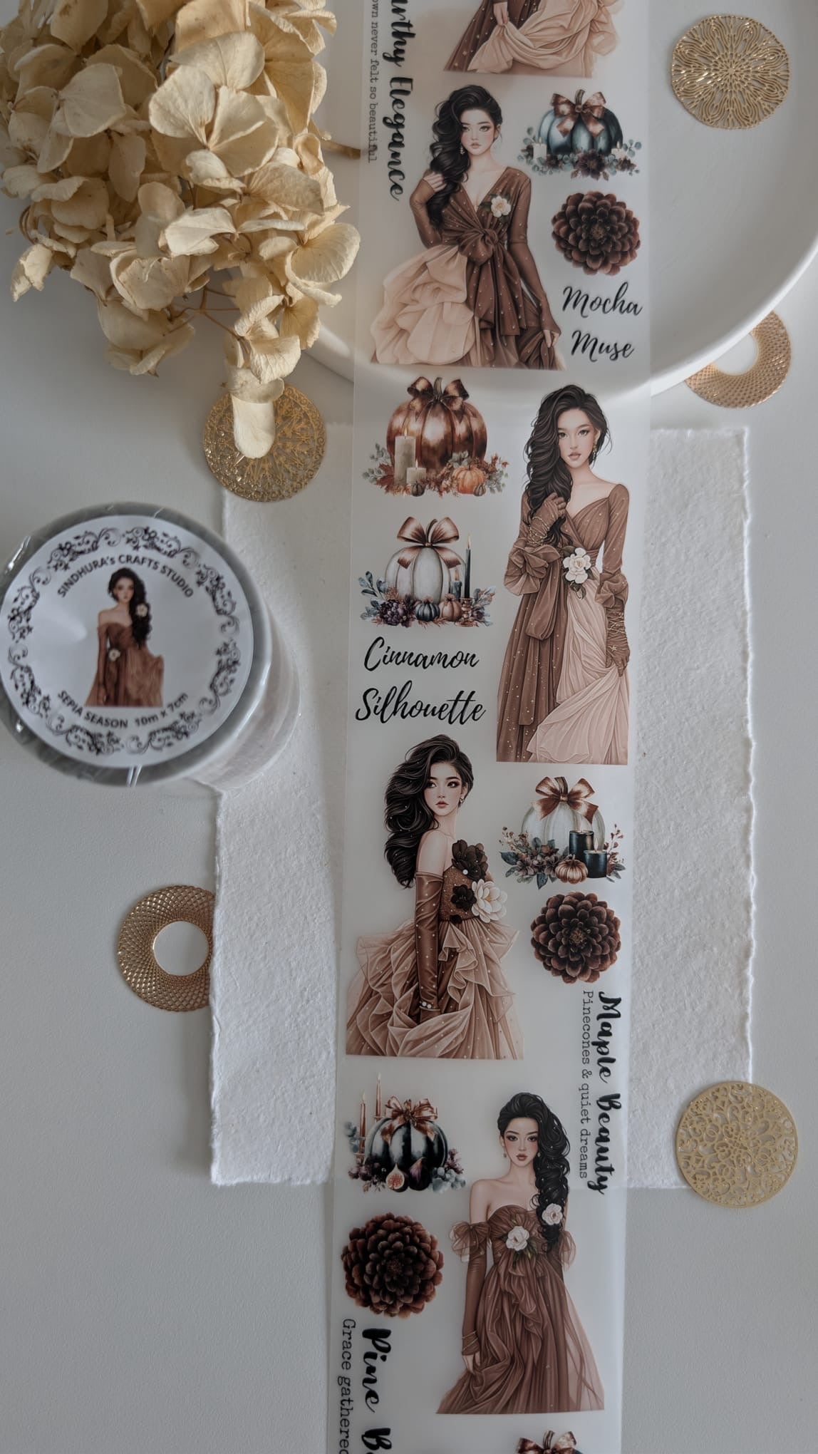 Sepia Season Matte PET Tape | Autumn Girl Journaling Tape