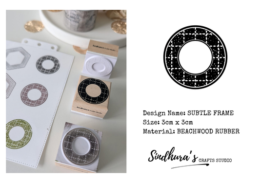 Subtle Frame | Vintage Circular Frame Rubber Stamp | Geometric Border Wooden Stamp for Journaling, Scrapbooking & Paper Crafts – 3cm