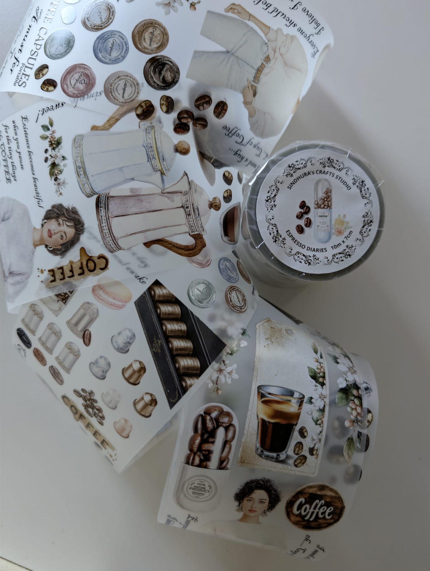 Espresso Diaries | Coffee-Inspired PET Tape for Scrapbook & Journaling