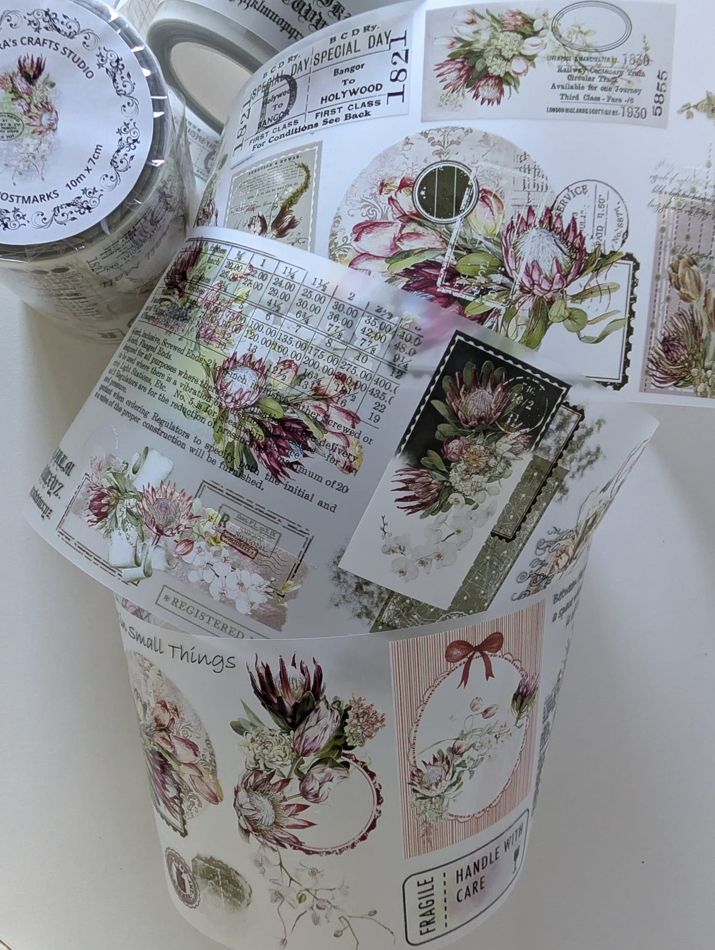 Botanical Postmarks | Matt PET Tape for Scrapbook & Journaling