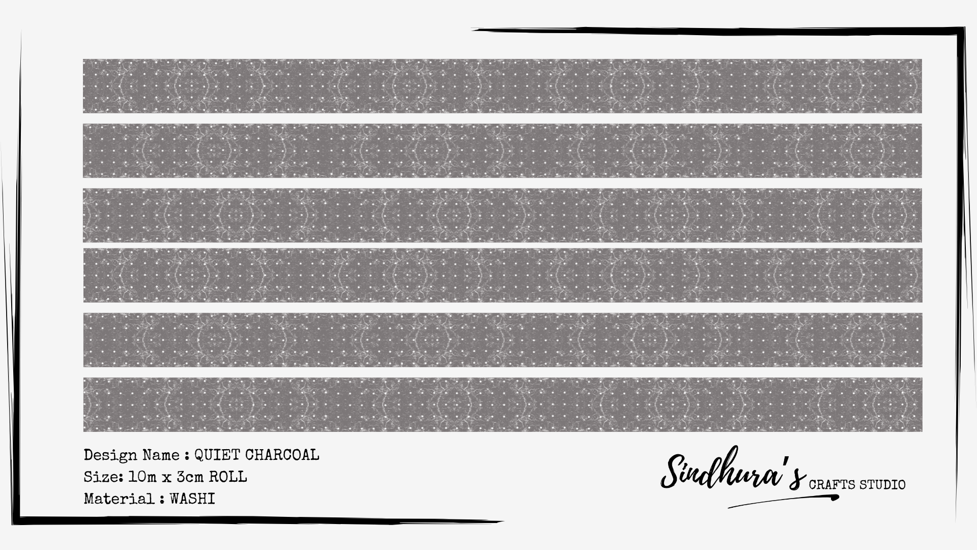Quiet Charcoal | Minimal Pattern Washi Tape – Sindhura's Crafts Studio
