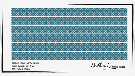 Cool Weave Washi Tape | Deep Teal Geometric Print | 10m Roll