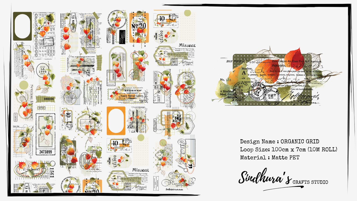 Matte PET Tape | Organic Grid | 10m Roll