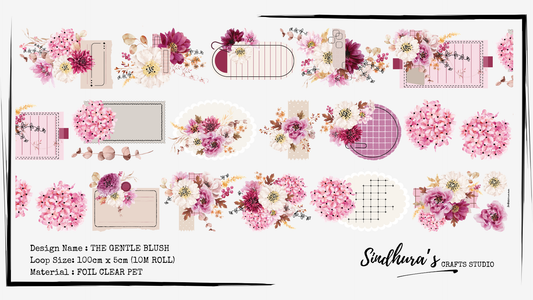 Blush Floral Collage Tape | Foil Clear PET | Journaling & Scrapbook Layering