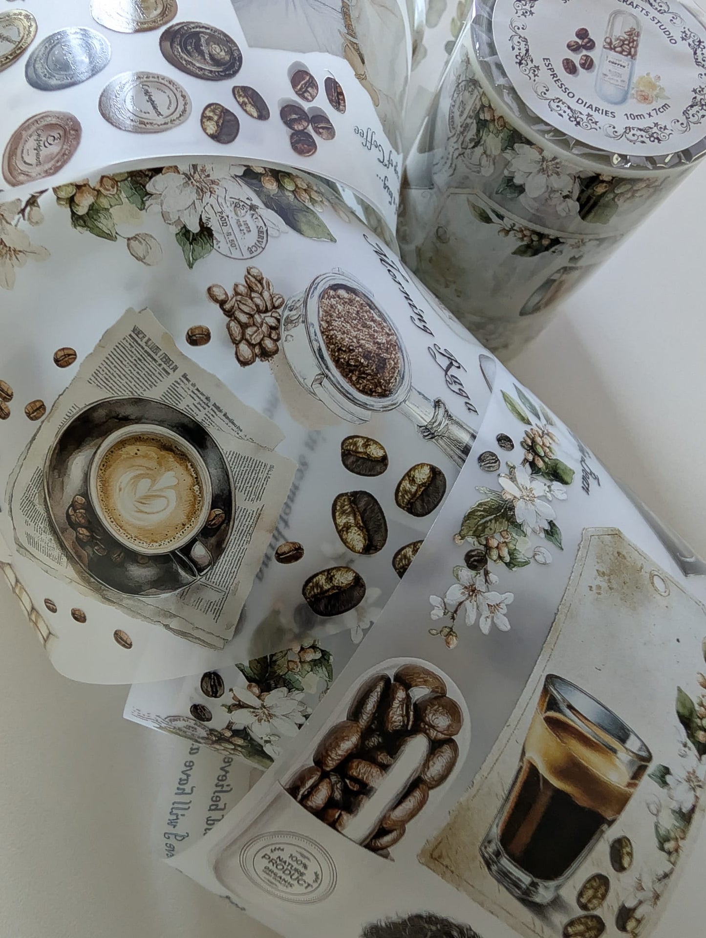 Espresso Diaries | Coffee-Inspired PET Tape for Scrapbook & Journaling