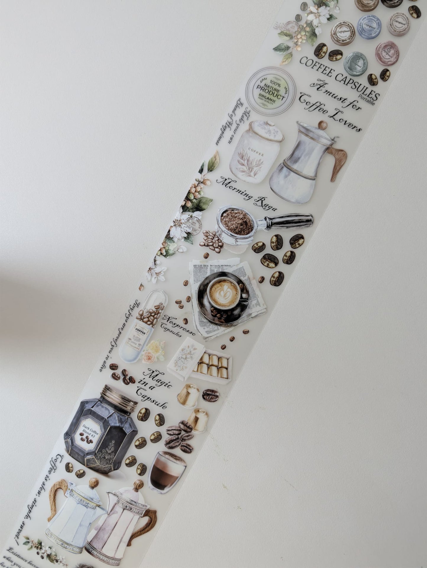 Espresso Diaries | Coffee-Inspired PET Tape for Scrapbook & Journaling