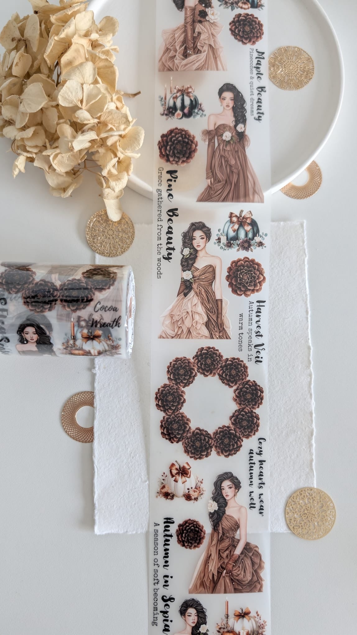Sepia Season Matte PET Tape | Autumn Girl Journaling Tape