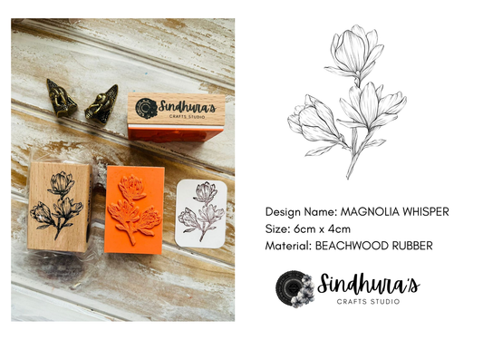 Magnolia Whisper | Wooden Rubber Stamp