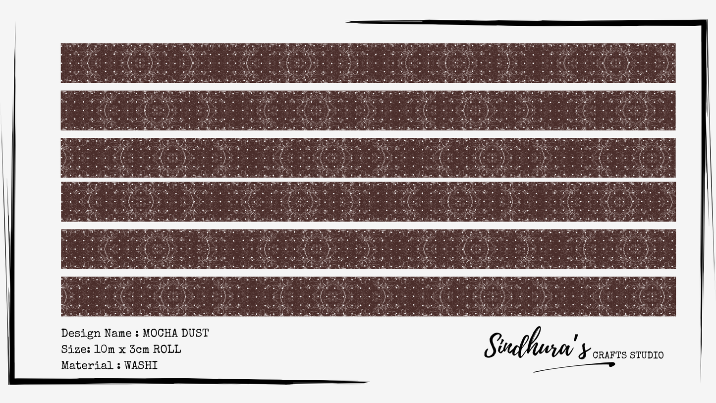 Mocha Dust Washi Tape | Dark Brown Neutral Pattern Tape | 10m Roll