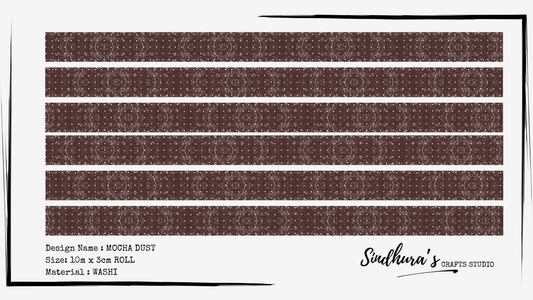 Mocha Dust Washi Tape | Dark Brown Neutral Pattern Tape | 10m Roll