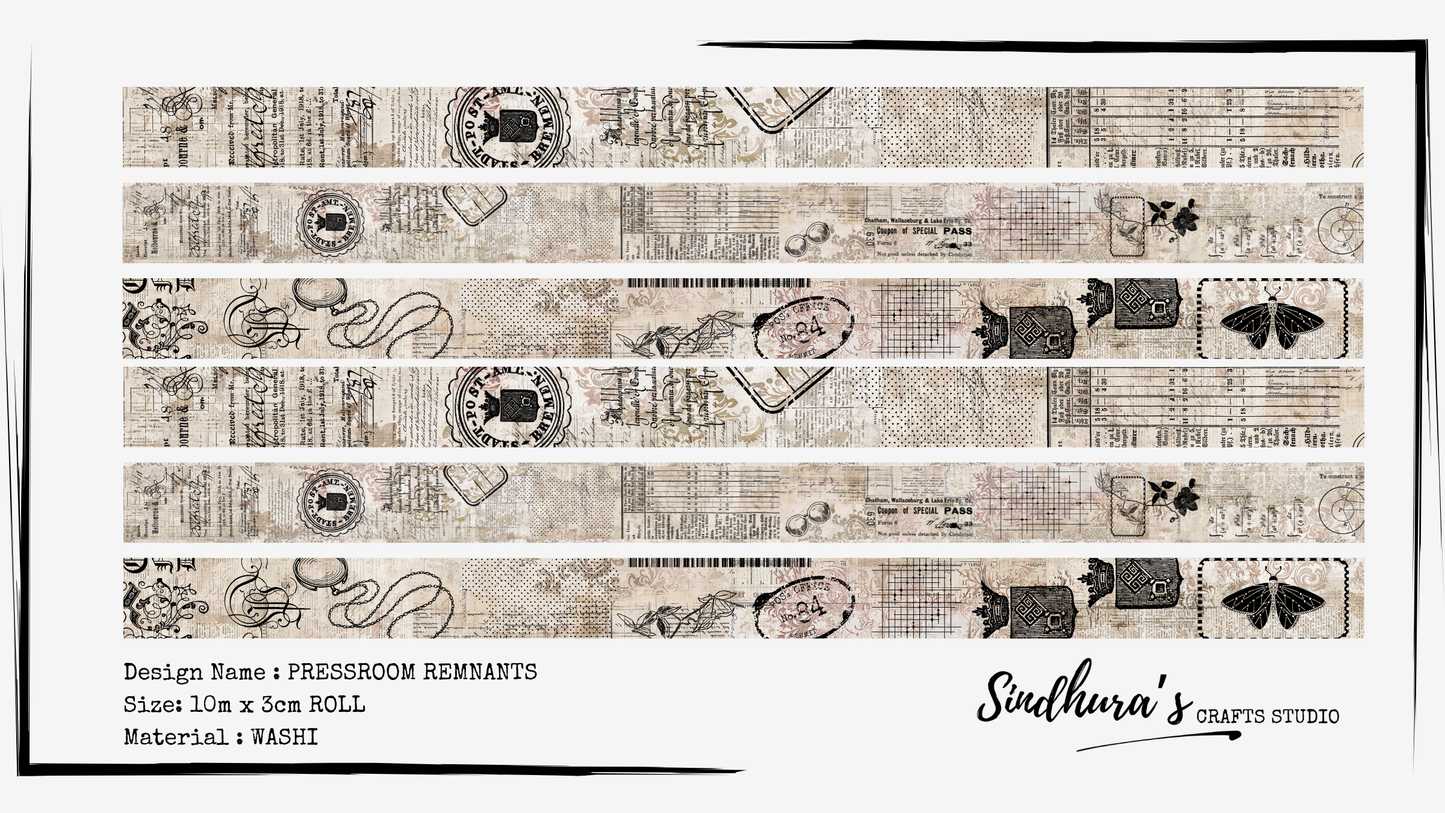 Pressroom Remnants | Vintage Minimal Background Tape | 10m Roll