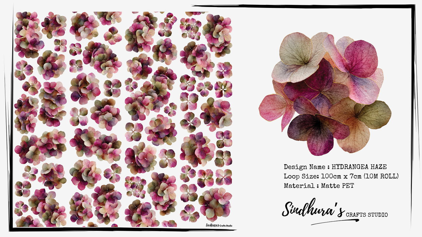 Hydrangea Haze Matte PET Tape | Soft Hydrangea Floral Journaling Tape