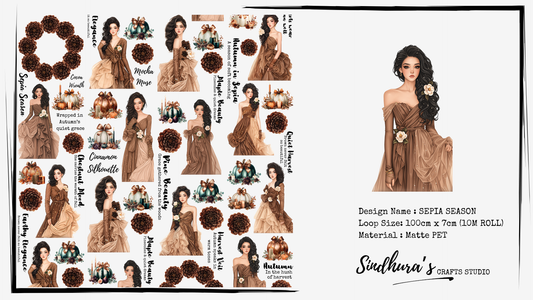 Sepia Season Matte PET Tape | Autumn Girl Journaling Tape