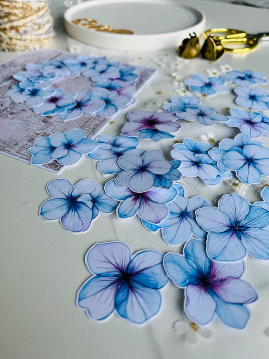 Blue & Purple Gradient Flower Ephemera - 25Pieces | 160gsm Paper