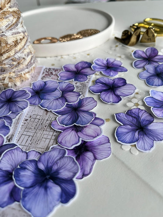 Purple Floral Die Cut Set – 20 Pieces | 160gsm Paper