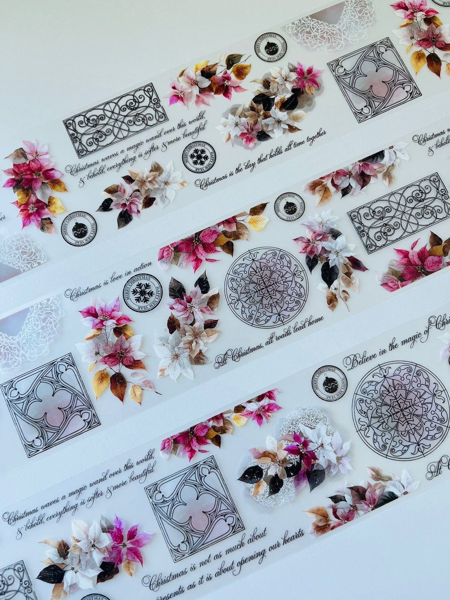 Poinsettia Grace | Matt PET Tape for Scrapbook & Journaling