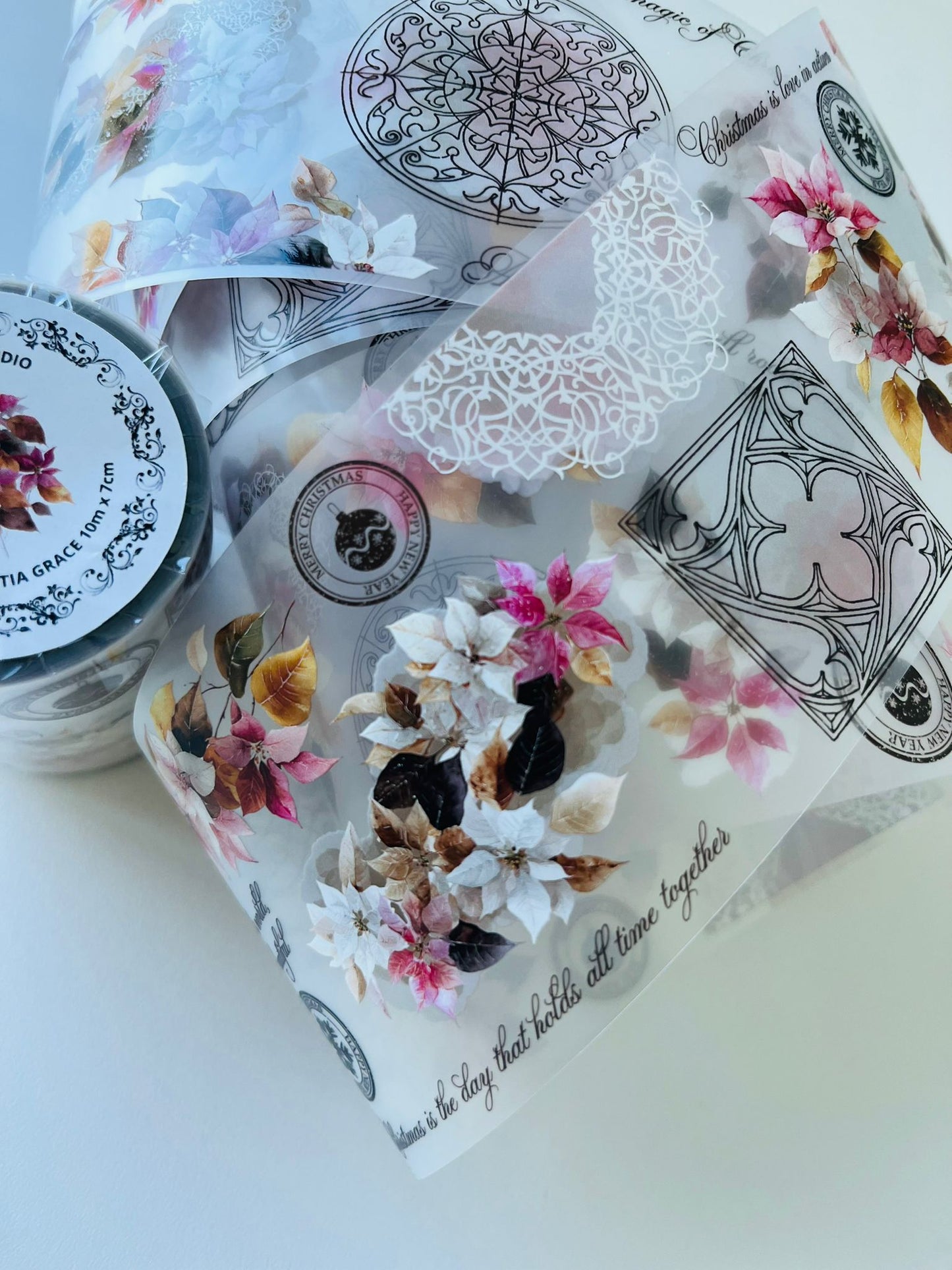 Poinsettia Grace | Matt PET Tape for Scrapbook & Journaling