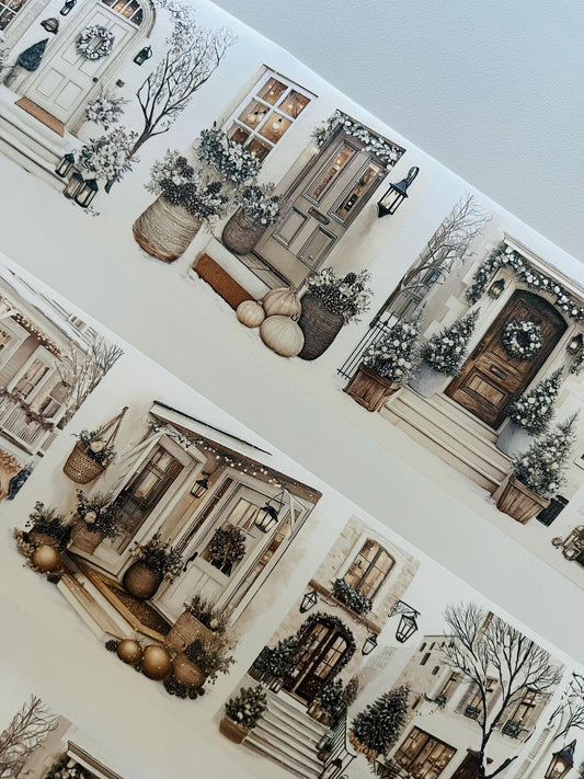 Winter Doorsteps | Washi Paper | White Background Tape
