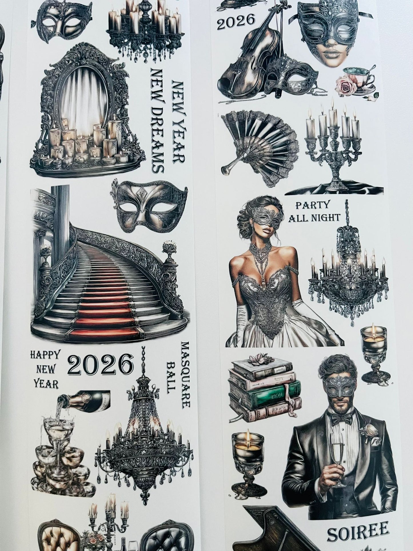 Midnight Gala | Washi Paper | White Background Tape