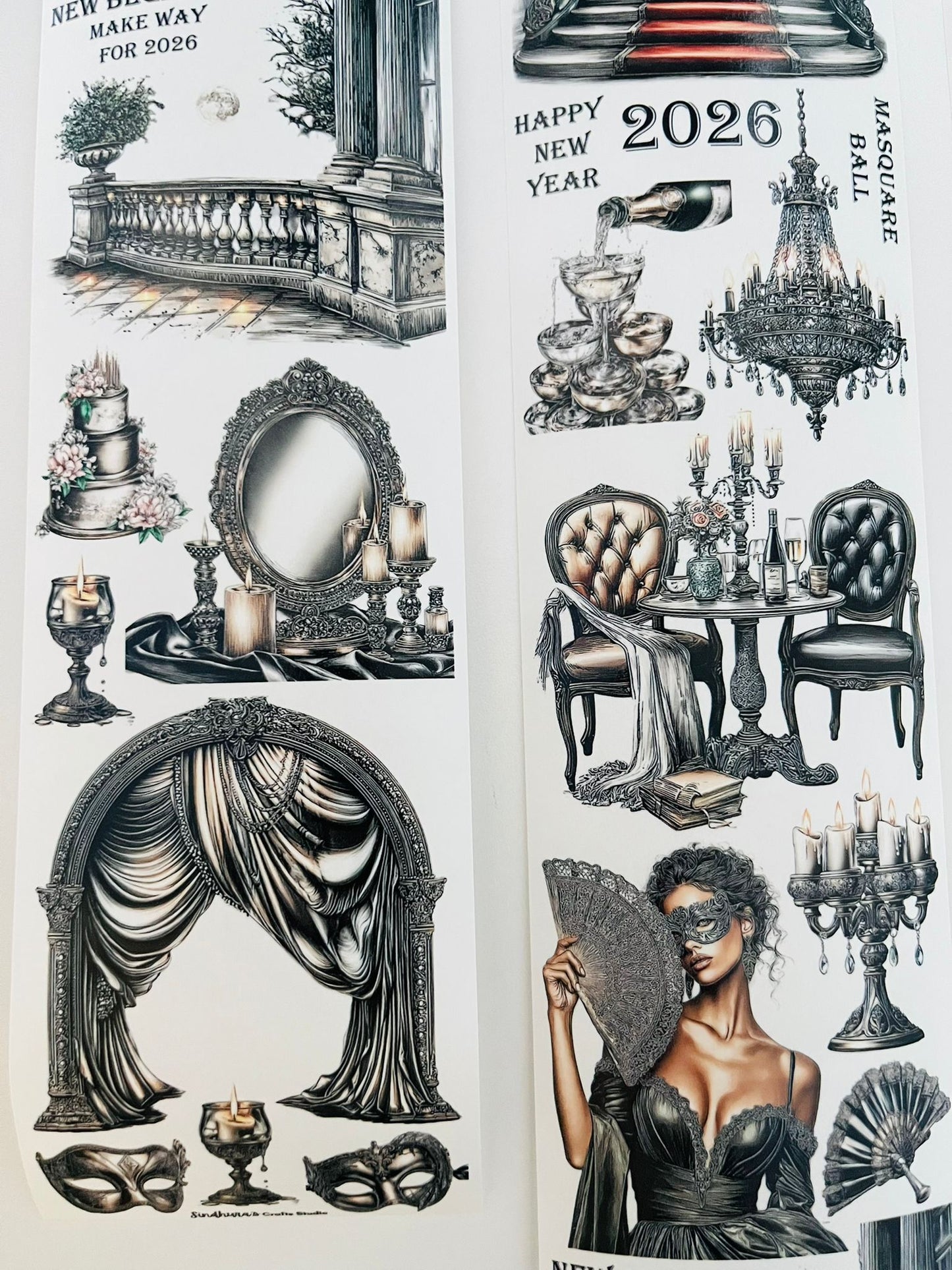 Midnight Gala | Washi Paper | White Background Tape