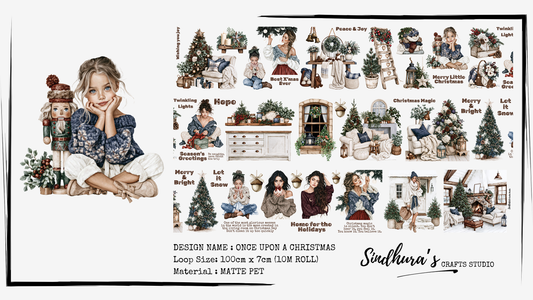 Once Upon a Christmas | Cosy Christmas Matte PET Tape | Festive Interiors, Winter Fashion & Holiday Journaling – 10m