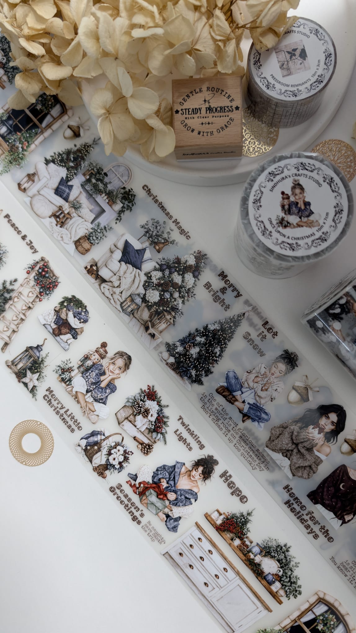 Once Upon a Christmas | Cosy Christmas Matte PET Tape | Festive Interiors, Winter Fashion & Holiday Journaling – 10m
