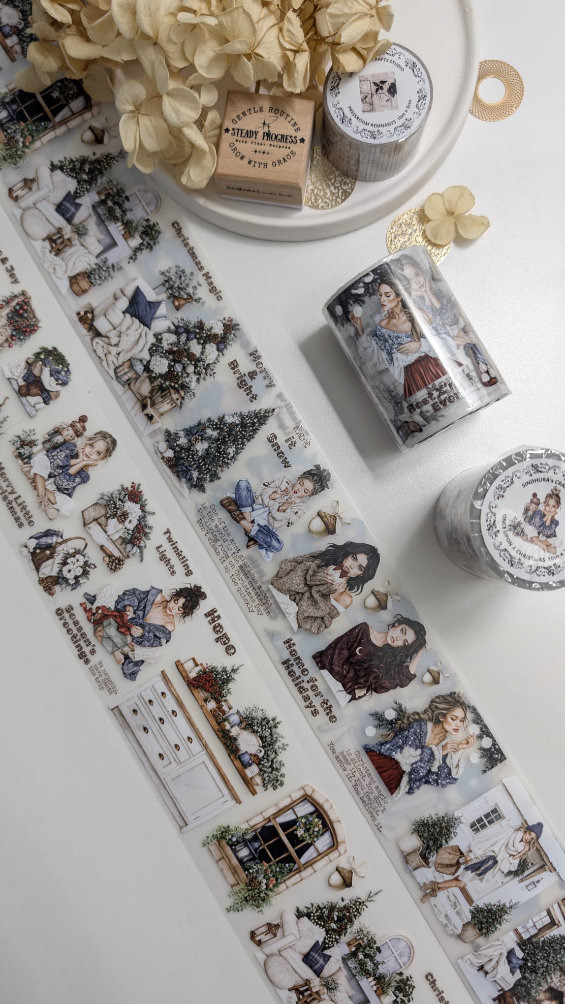 Once Upon a Christmas | Cosy Christmas Matte PET Tape | Festive Interiors, Winter Fashion & Holiday Journaling – 10m