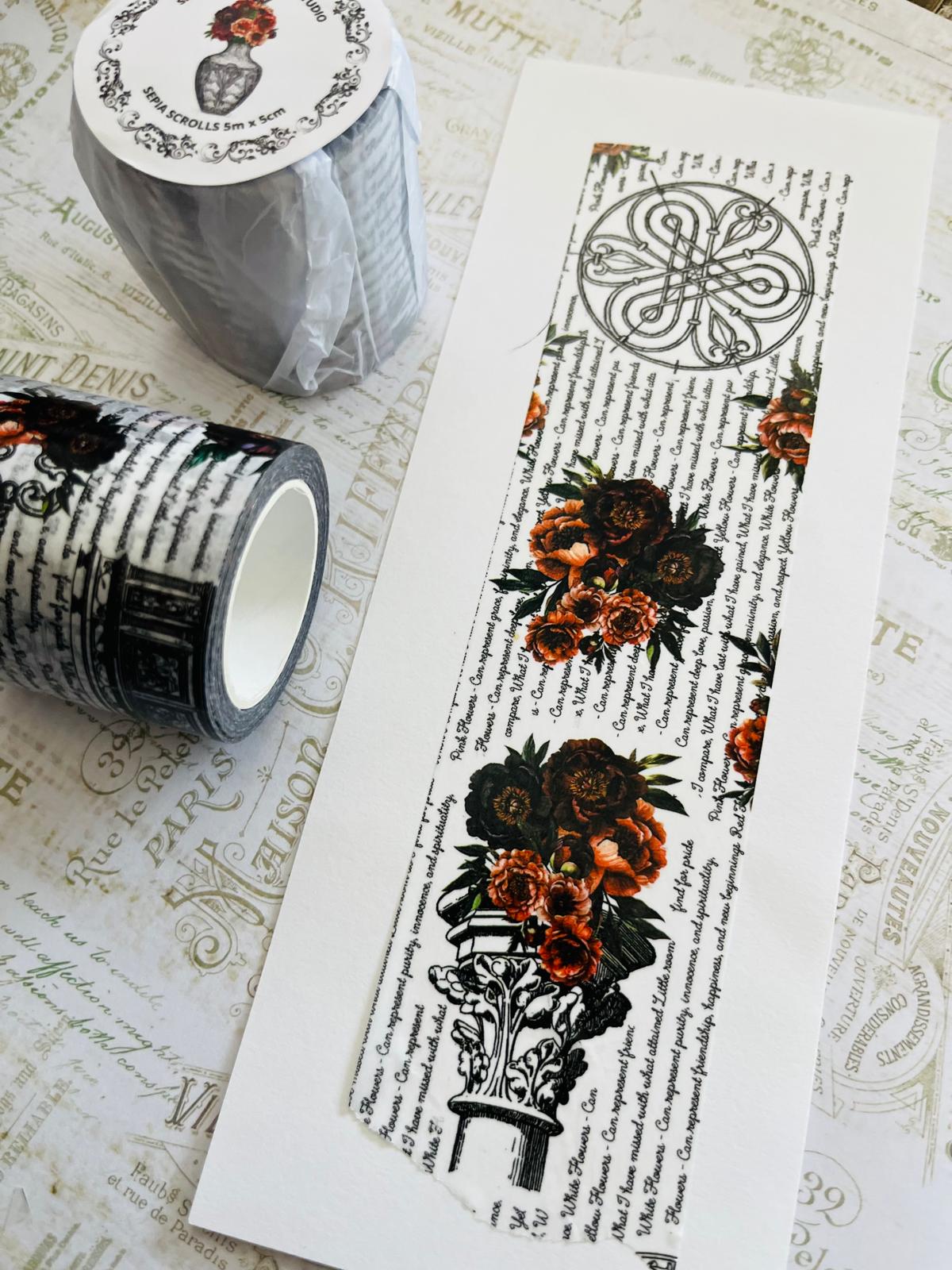Sepia Scrolls | Washi Tape | 100cm x 5cm