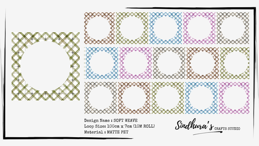 Soft Weave Matte PET Tape | Woven Grid Frames | 100cm x 7cm Loop