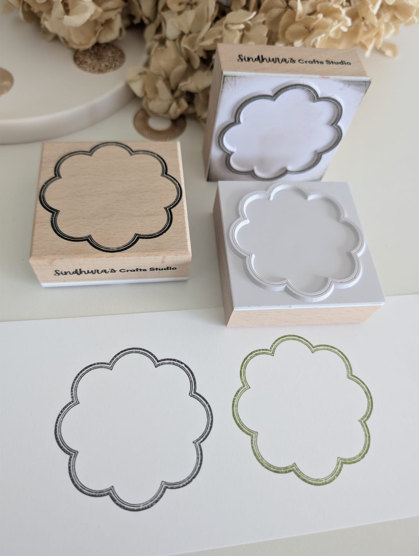 Quiet Poetry | Spring Bloom Frame Rubber Stamp | 6cm x 6cm | Beachwood