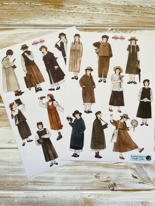 Sticker Sheets| Hand Drawn Images | Set of 2