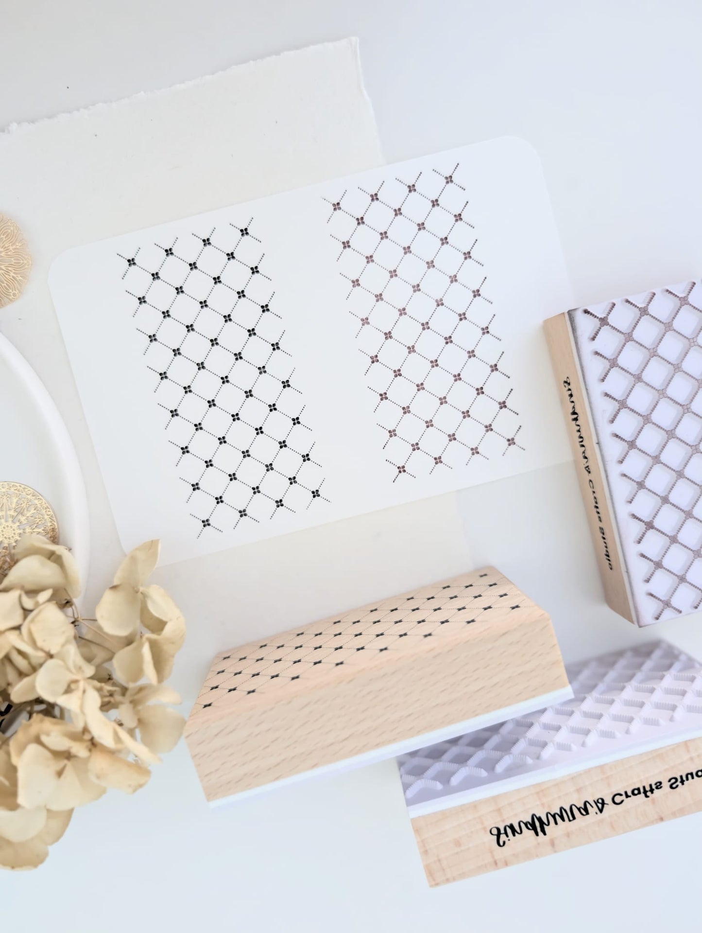 Vintage Weave | Original Pattern Wooden Rubber Stamp
