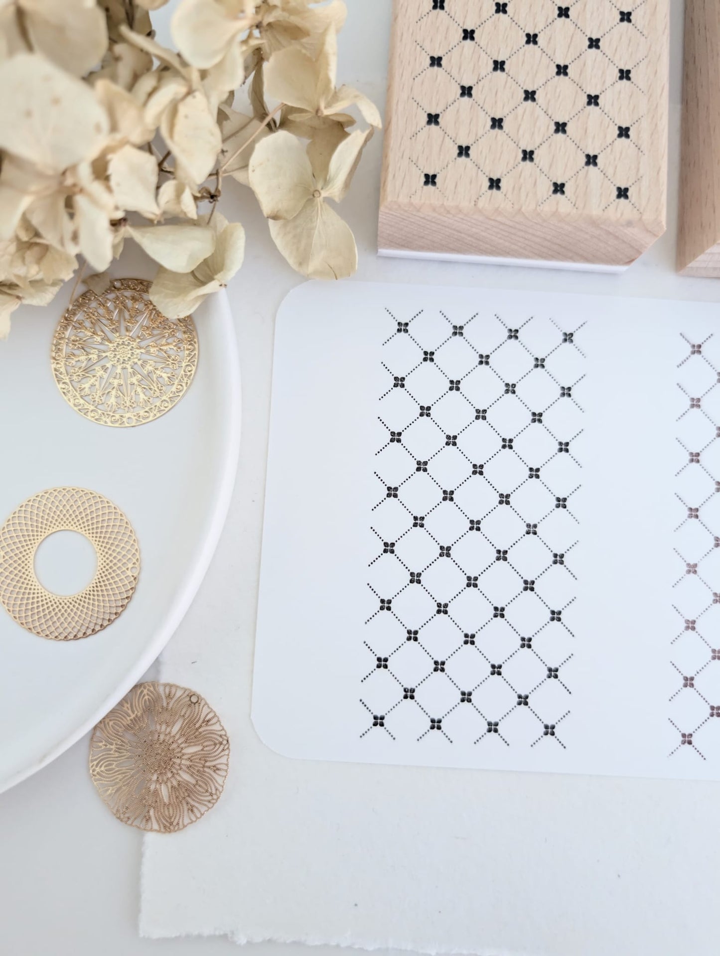 Vintage Weave | Original Pattern Wooden Rubber Stamp