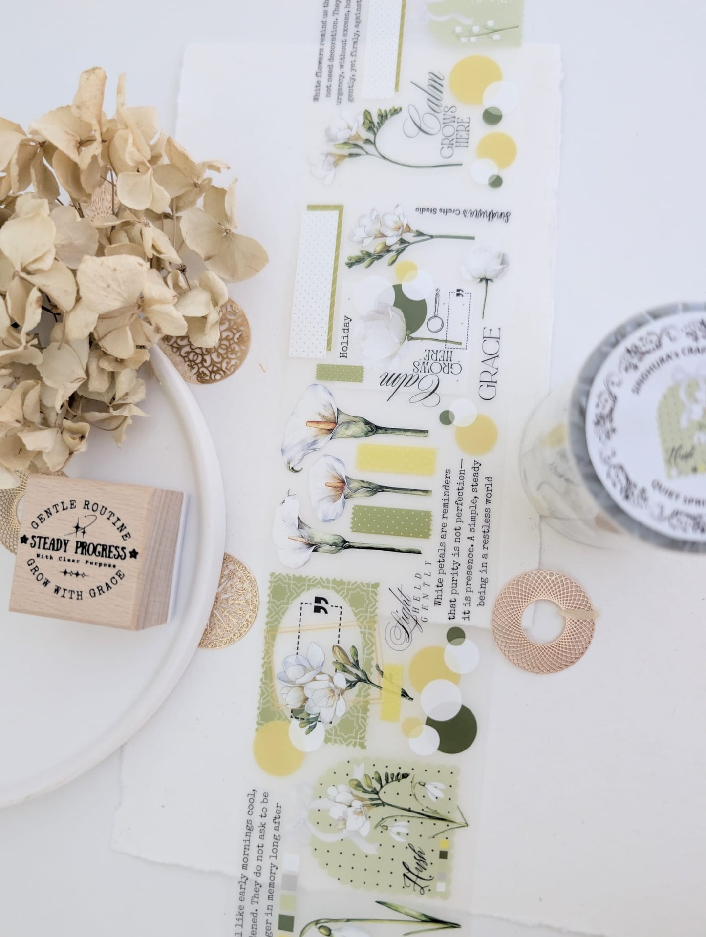 Quiet Spring | White Floral Matte PET Tape