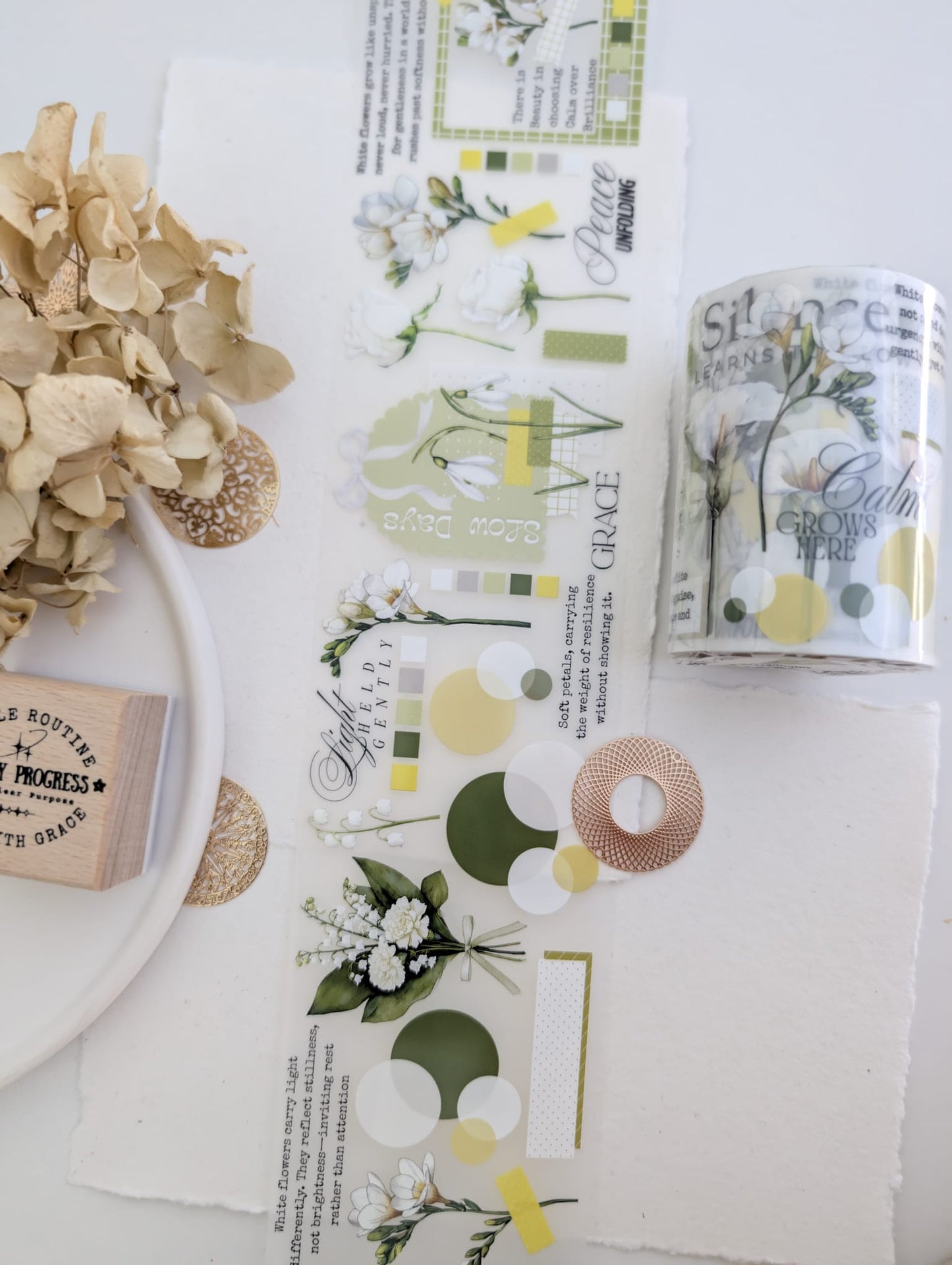 Quiet Spring | White Floral Matte PET Tape