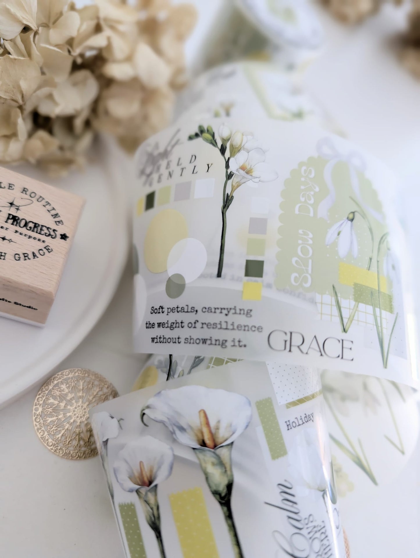 Quiet Spring | White Floral Matte PET Tape