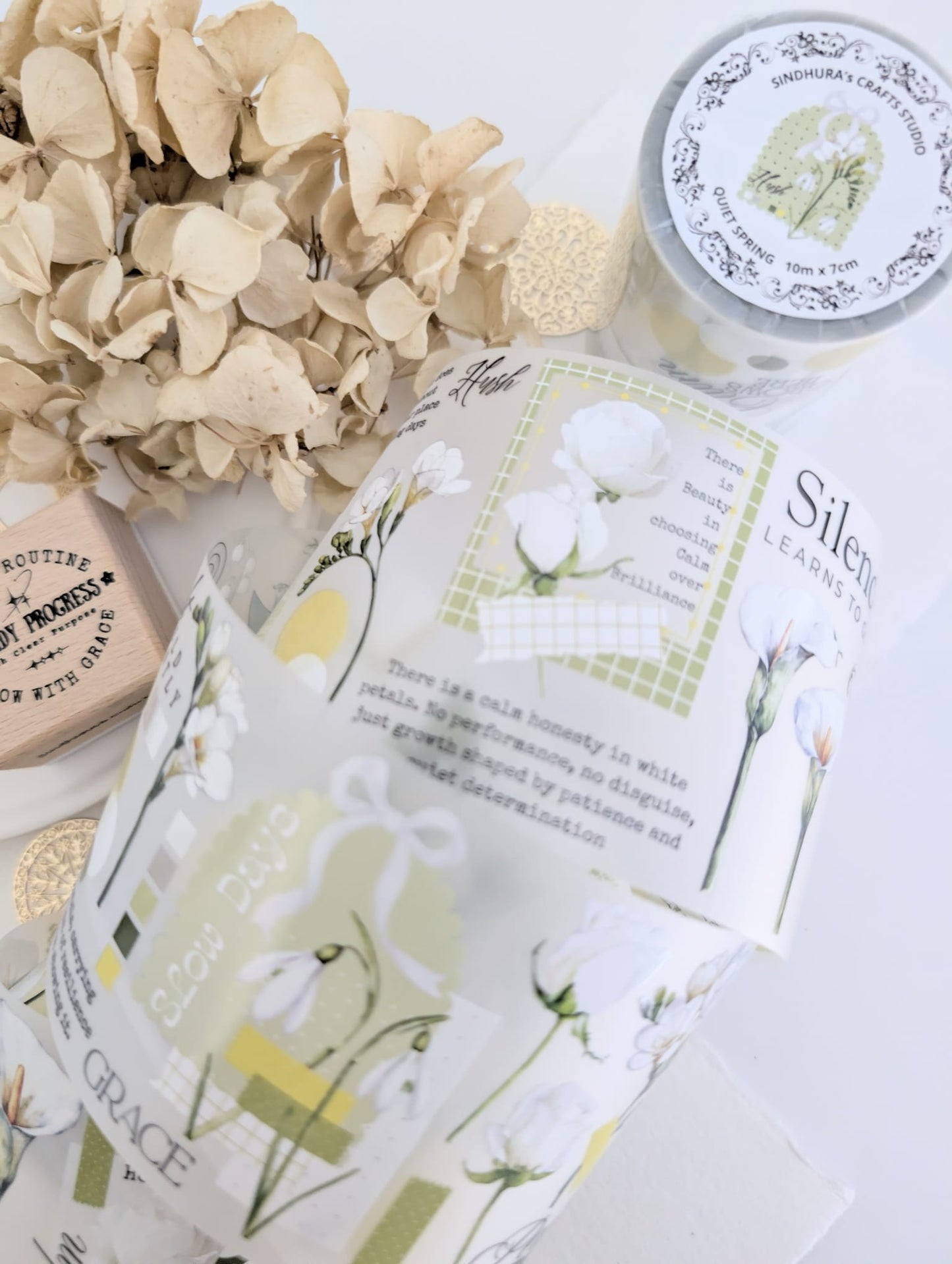 Quiet Spring | White Floral Matte PET Tape