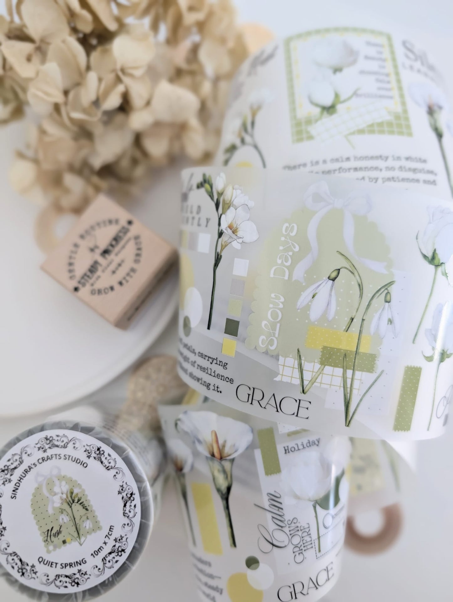 Quiet Spring | White Floral Matte PET Tape