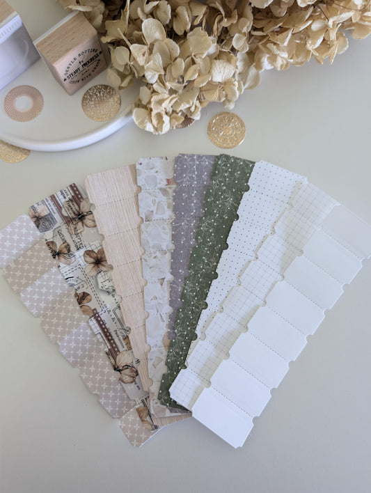 Neutral Index Tabs for Planners & Journals | 180 GSM Cardstock