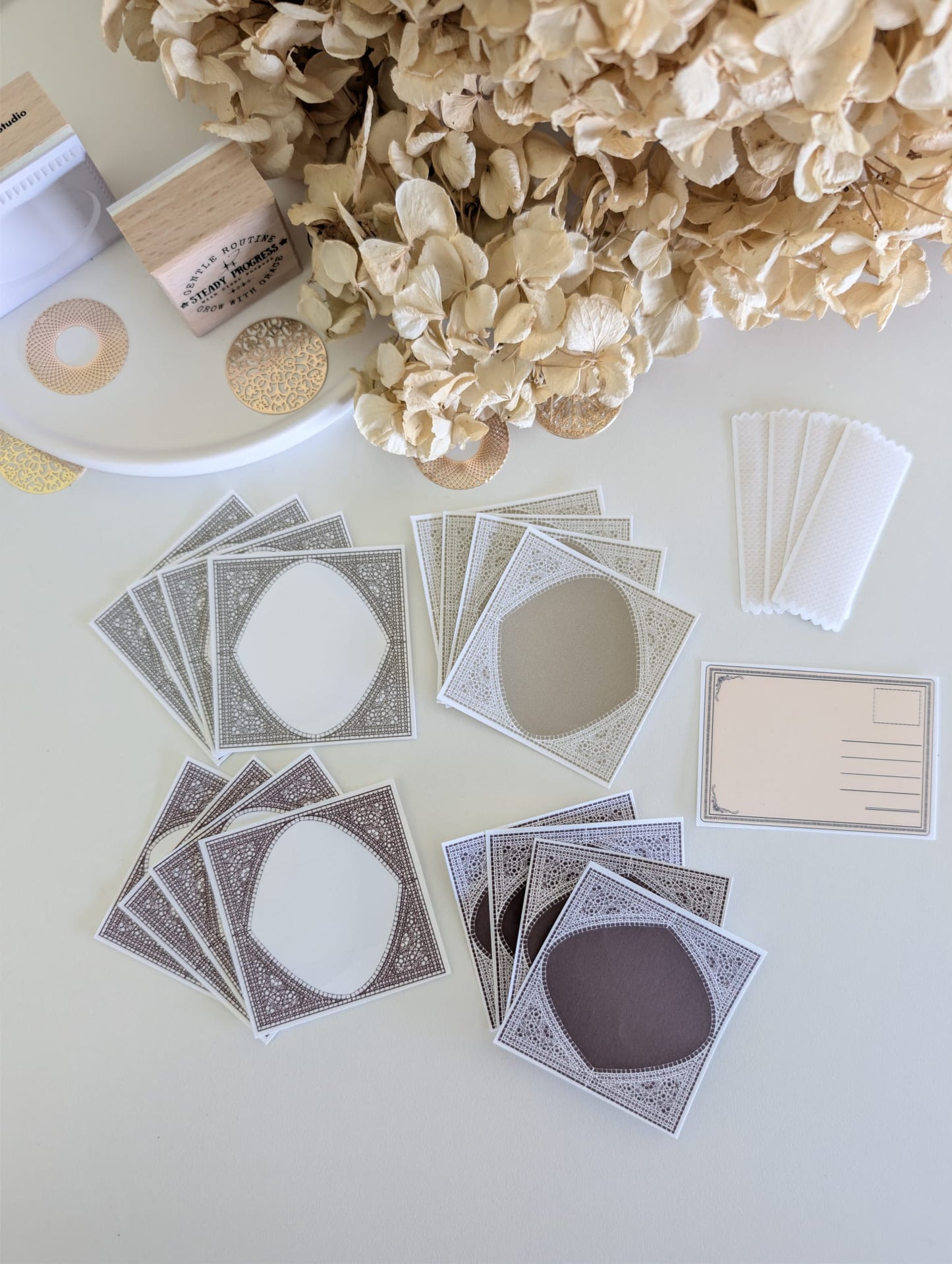 Vintage Frame Ephemera Set | 180 GSM Cardstock | Neutral Tones