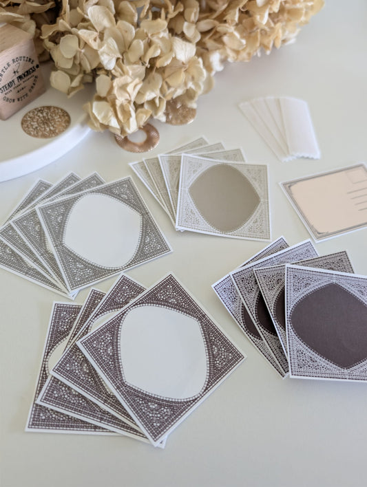 Vintage Frame Ephemera Set | 180 GSM Cardstock | Neutral Tones