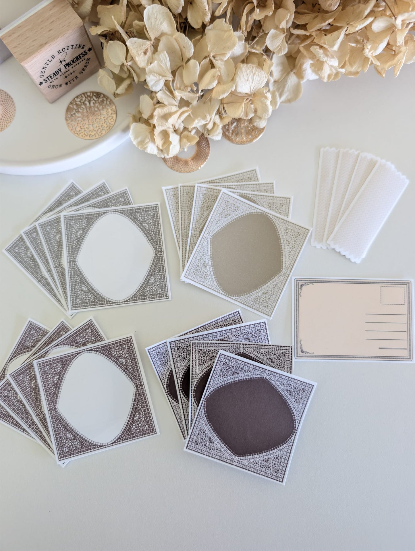Vintage Frame Ephemera Set | 180 GSM Cardstock | Neutral Tones