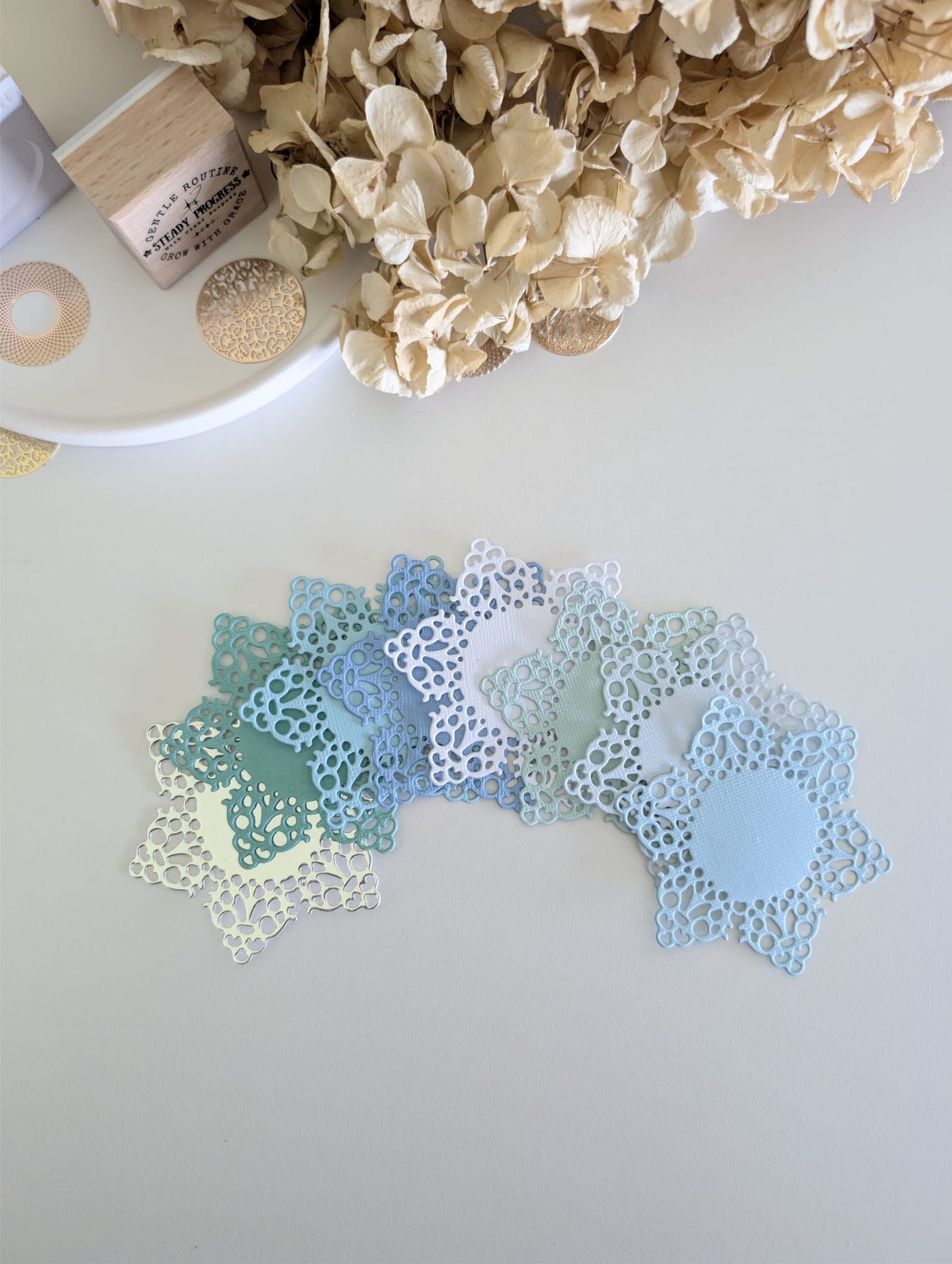 Blue & Mint Star Doily Die Cuts Set | 160 GSM Cardstock