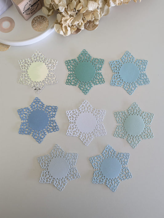 Blue & Mint Star Doily Die Cuts Set | 160 GSM Cardstock