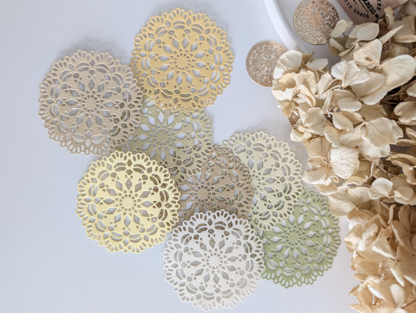 Earthy Lace Doily Paper Die Cuts | Handmade Journaling Ephemera | 160 GSM