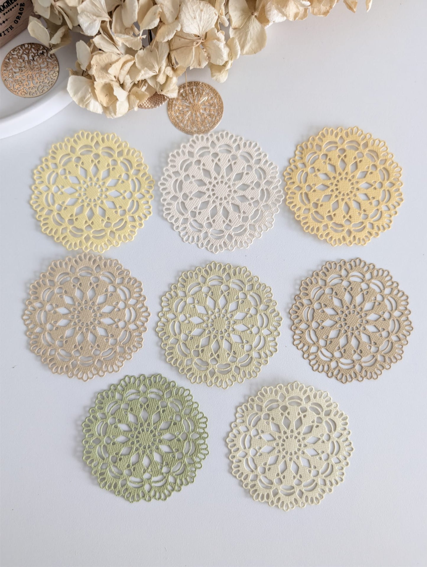 Earthy Lace Doily Paper Die Cuts | Handmade Journaling Ephemera | 160 GSM