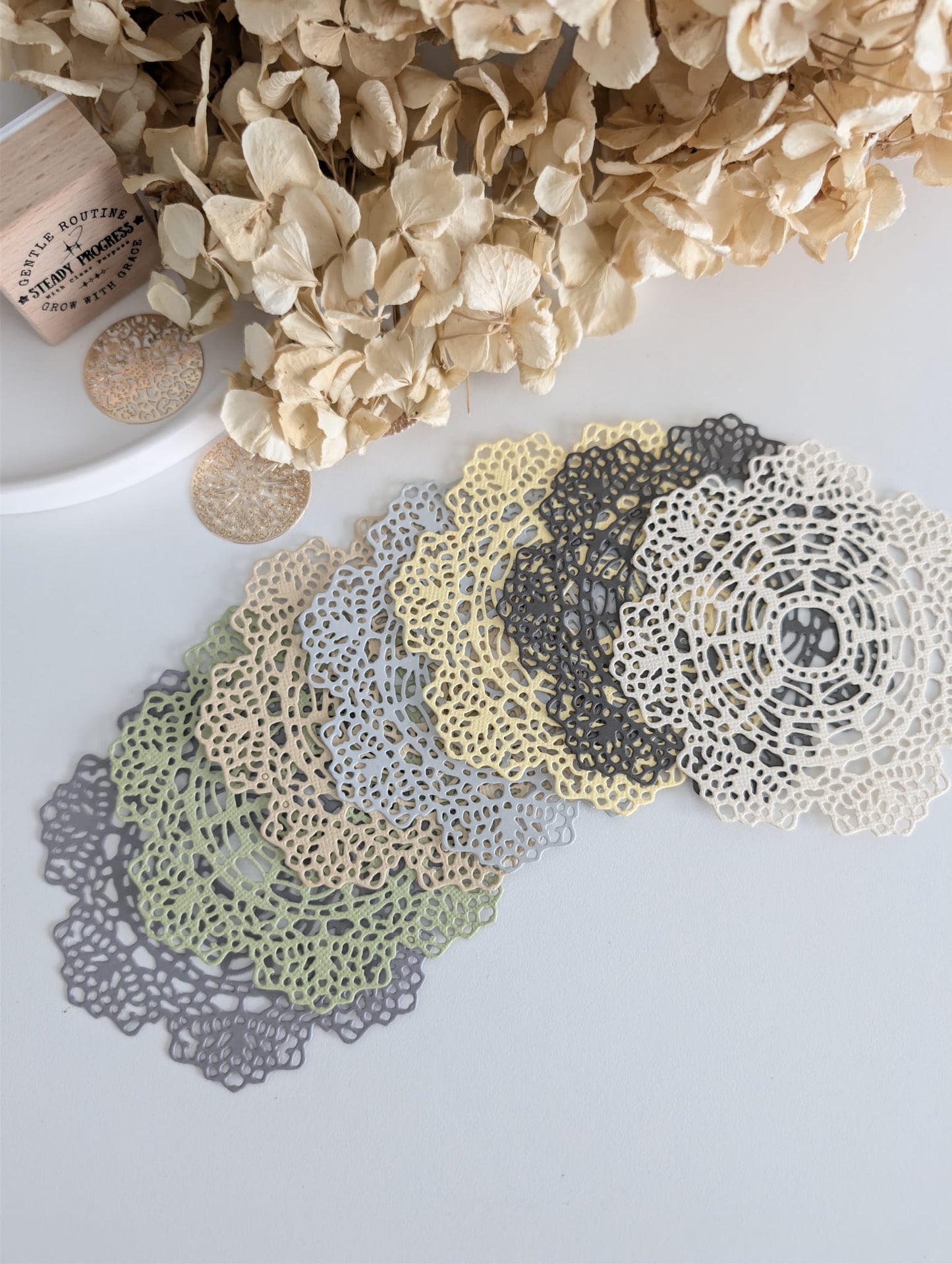 Pastel Round Doily Layering Die Cuts | Handmade Paper Ephemera